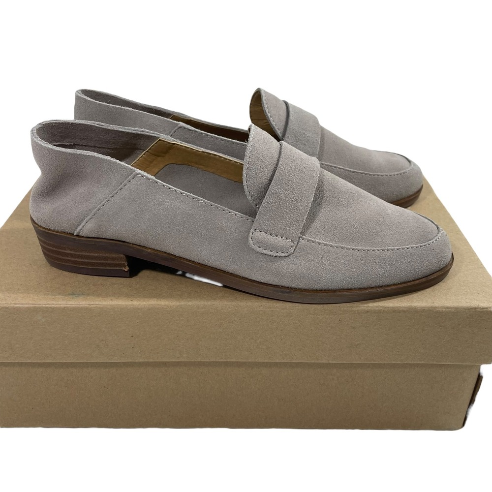Lucky Brand Chennie Loafers Chinchilla Grey Oiled Suede Flats 6.5M LK-CHENNIE